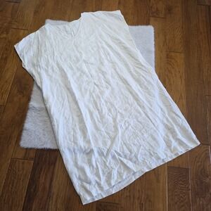 Linenfox Linen Shift Dress Women's OS One Size Sleeveless Pockets Ivory